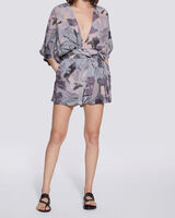 CERAN GEOMETRIC PRINT WRAP MINI JUMPSUIT  image number null